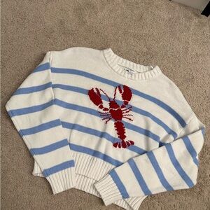 Striped Sweater with Lobster Design
